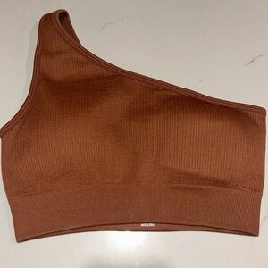 Brown One-Shoulder Crop Top
